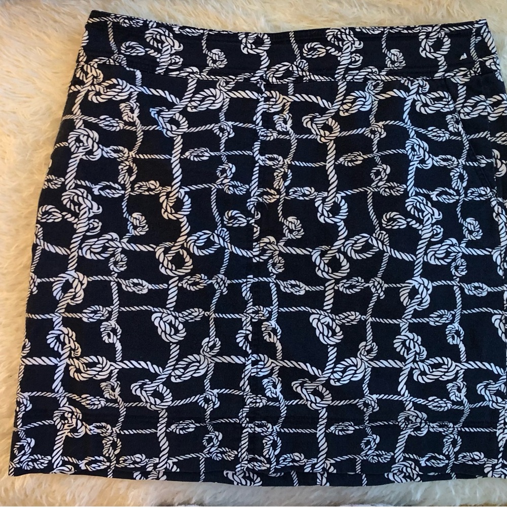 Talbots Navy and White Nautical Knot Print Skirt
